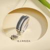 Adjustable Open Ring Men Women Sterling Retro Abacus Design Geometric Finger Minimalist Luxury Jewelry