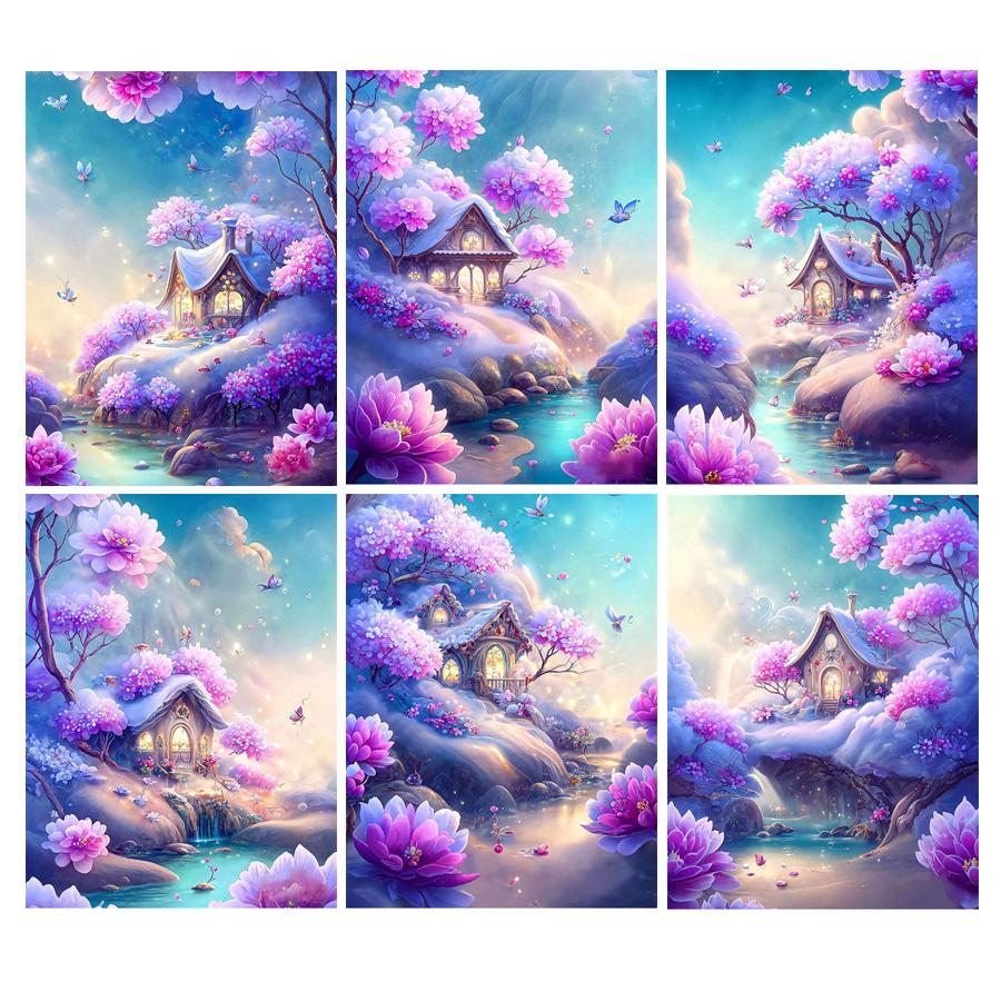 

Алмазная живопись Новые поступления Пейзаж Домик Diy Полный квадратный круглый дрель Стразы Вышивка Мозаика Наборы для вышивки крестом Розовый Цветочный дом AA4631