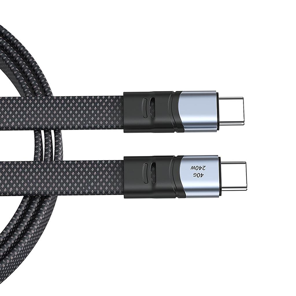 240W USB C to USB C Charging Cable Flat Nylon Cord Data Sync Charging Cord Efficient Type C Cord Fast For Phone 15 Pad