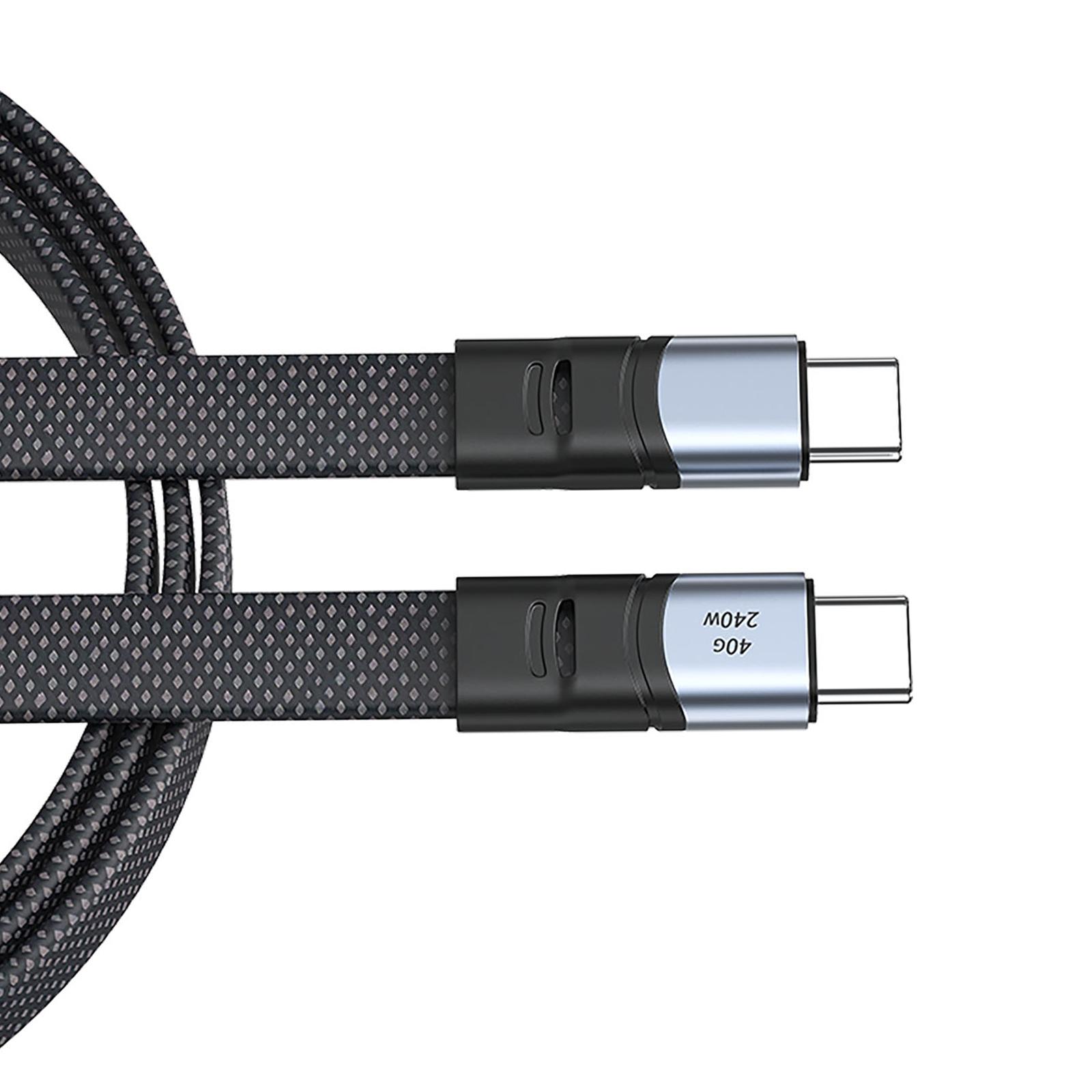 240 Вт USB C - USB C кабель для зарядки плоский нейлоновый шнур синхронизации данных — фото 9