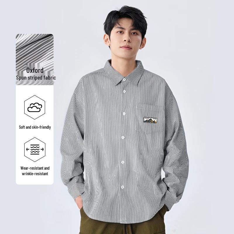 Baleno Men's Oxford Breathable Long Sleeve Striped Shirt