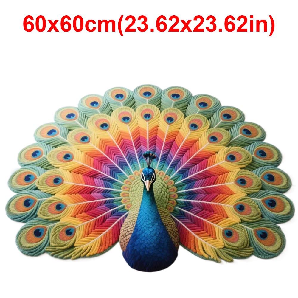 Special-shaped Peacock Carpet Soft Bathroom Floor Mat for Living Room Tea Table Bedside