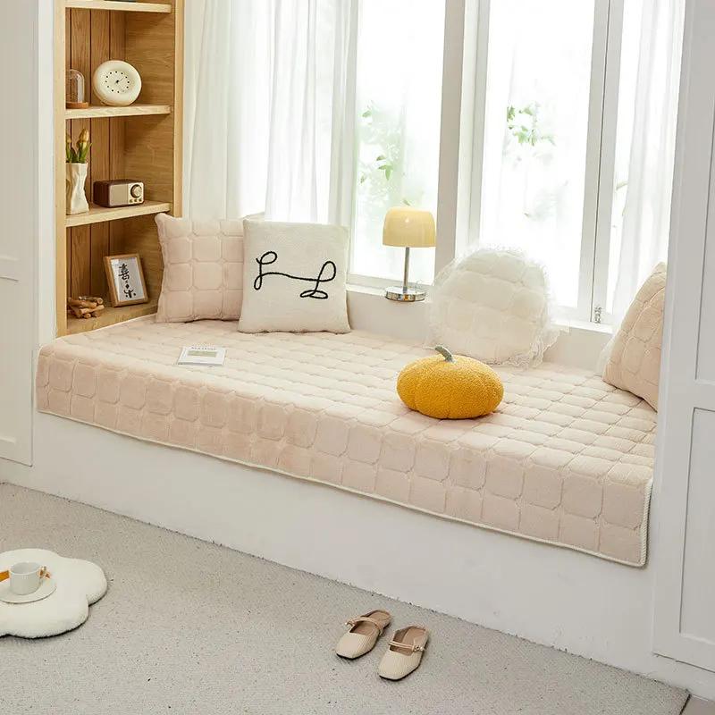 Moderne Einfache Kaninchenfell Samt Fensterbankkissen 2025 Neu Ganzjahres Universal Dick Anti-Rutsch Balkone Tatami Kissen