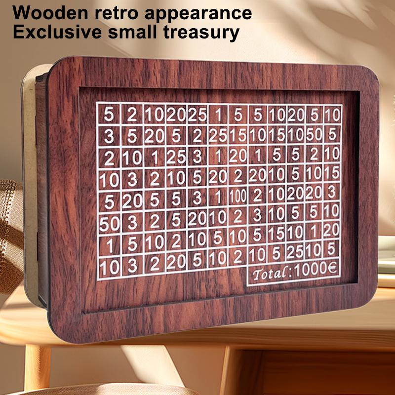 Wooden Money Saving Box Money Storage Bank With Saving Money Goals Counter Reusable Handmade Piggy Bank Coin Tray Storage Case