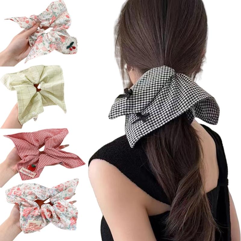 Elegant French Bows Scarf Scrunchie Headbands Hair Accessory For Women Soft Fabric Hair Tie Multipurpose Styling