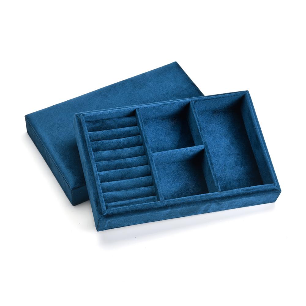 New Rectangle Luxury Velvet Jewelry Box Multi Compartments Rings Earrings Necklace Jewelry Storage Box Display Case Custom Logo