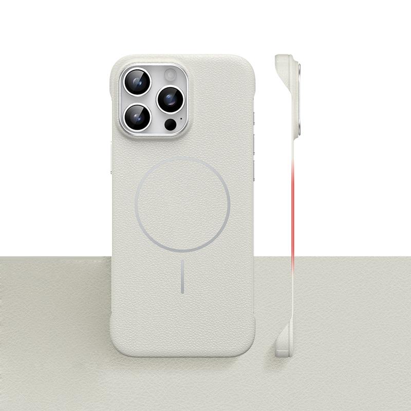 Luksusowa Tekstura Skóry Bezramkowa dla Magsafe Etui Na iPhone 16 15 Pro 14 Pro Max 13 Smukłe Wstrząsoodporne Bezprzewodowe Ładowanie Magnetyczne Etui na Telefon