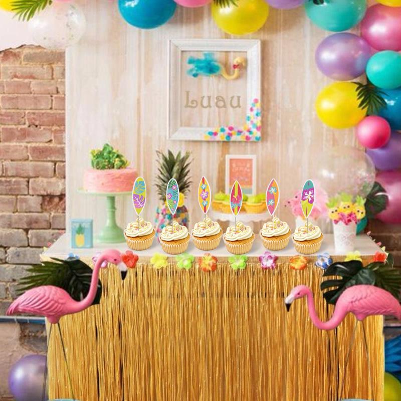 24/8Pcs Surfboard Cupcake Topper Hawaiian Tropical Summer Birthday Party DIY Decoration Beach Pool Wedding Supplies Cake Picks