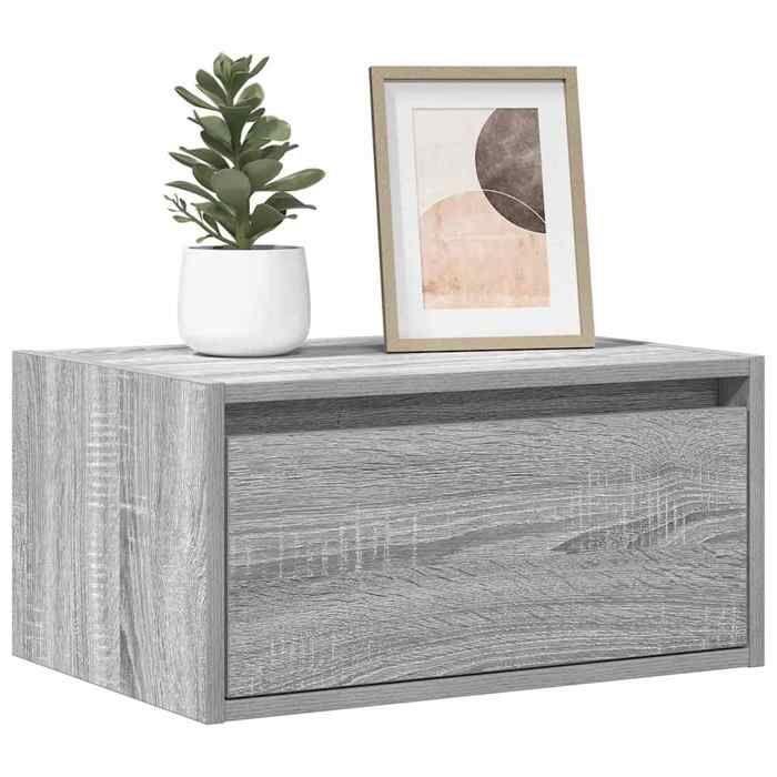 VidaXL Tables de chevet murales avec lumières LED 2 pcs sonoma gris, armoire, table d'appoint, armoire de lit, armoire de 860222