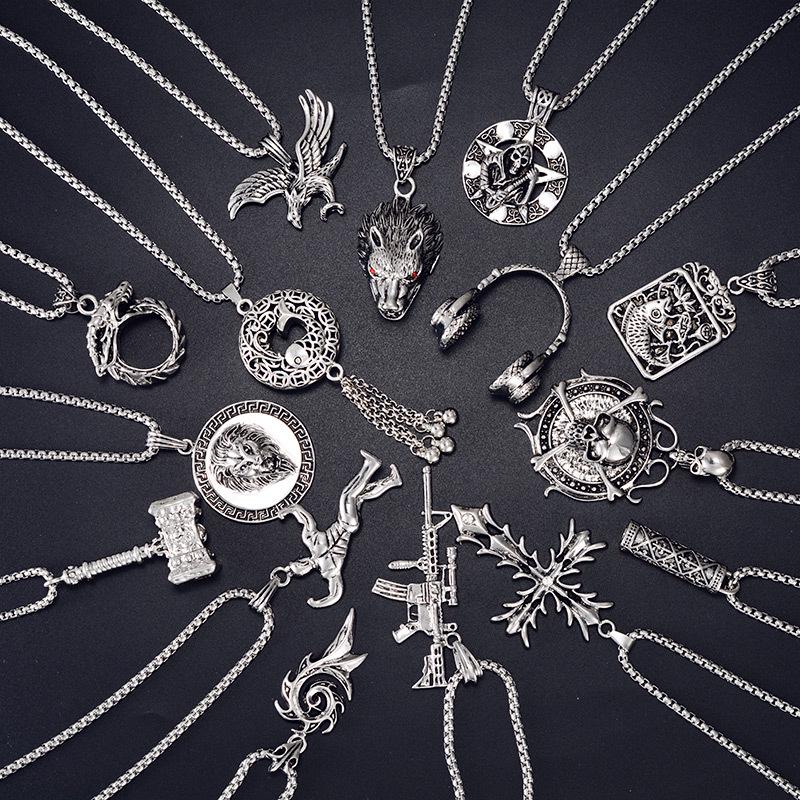 Trendy Titanium Steel Men's Dog Tag Necklace - Hip-Hop Style Pendant Chain