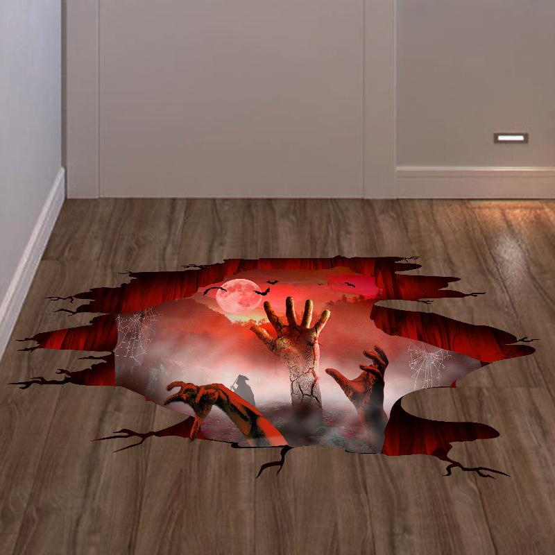 Creative Halloween 3D Ghost Hand Cross Border Sticker Terrifying Removable Halloween Mall Decoration Wall
