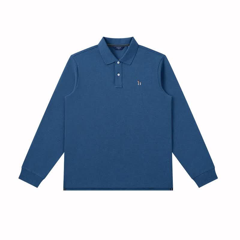 HAZZYS Men's Long-Sleeve Pique Polo Shirt
