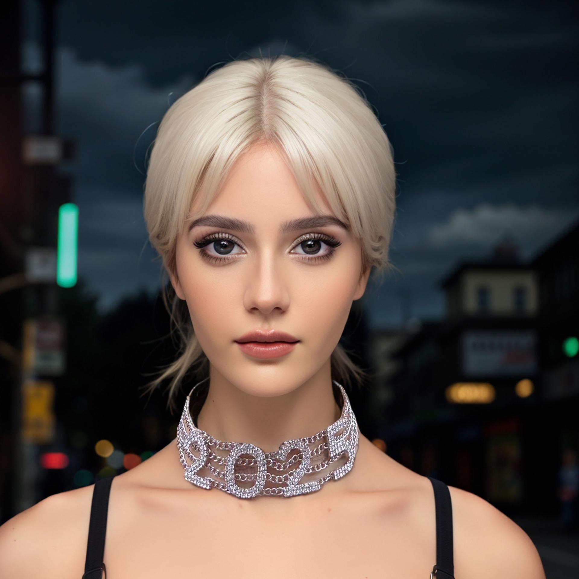 

European & American Rhinestone Exaggerated Choker Hip Hop 2025 Year Necklace Clavicle Chain срібний