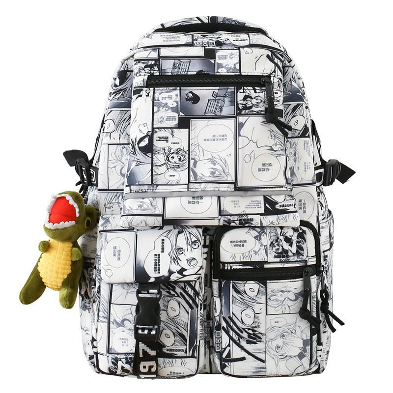 Ins Light Large-capacity Graffiti Schoolbag Women 2024 New Cartoon Personalized Trend All-match Backpack