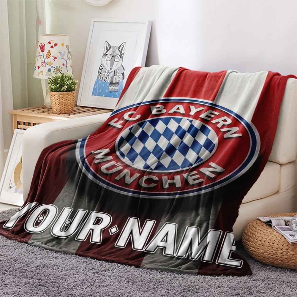 1PC Custom Name Bayern Munich Patterned Flannel Blanket Suitable For All Seasons for Home Decor Warmth and Comfort Gifts Holiday Present