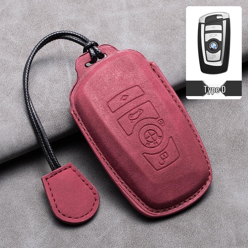 Compatible Leather Keychain Shell for BMW Series: Fits X1, X3, X5, 1 Series, 3 Series, 5 Series, 6 Series, 7 Series, NFC Card Snap