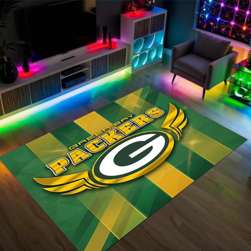 Tappeto in Velluto Cristallo Design Green Bay Packers Accogliente Non?Tappeto Stampato Antiscivolo per Camera da Letto Soggiorno Ingresso