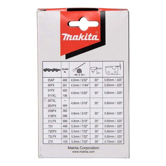 Chaîne de tronçonneuse duc254z 90px 25cm 40 maillons - makita - 191h00-0