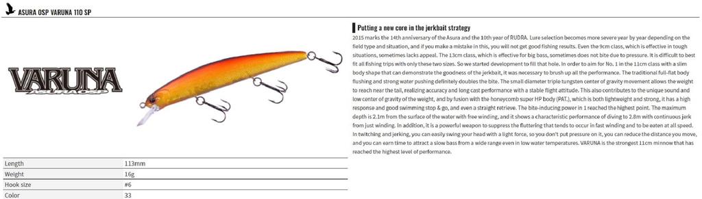 OSP Varuna 110 SP Suspend Minnow Lure H-68 (4094)