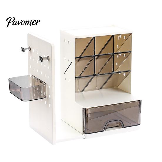 Multipurpose Art Supply Organizer Pen with Retractable Bookends And Pegboard, Multi-Functional Angled Makeup Adjustable for Book Brush Holder, Compact