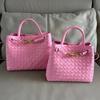 New Genuine Leather Women's Bag Fashion Retro Hand Woven Women's Handheld Single Shoulder Diagonal Cross Bag