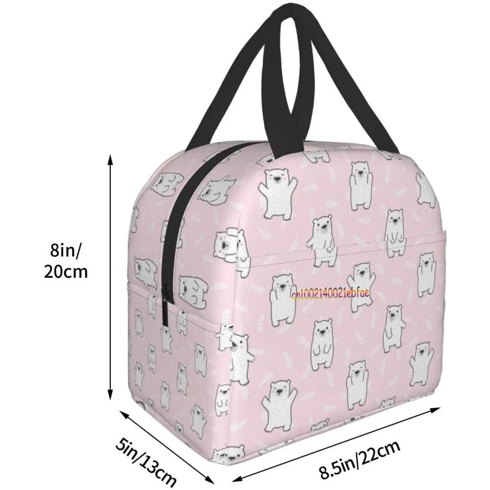 Polar Bear Pattern Leaf Leaves Lunch Bag Travel Box Work Bento Cooler Reusable Tote Picnic Boxes Insulated Container Lunch Bags