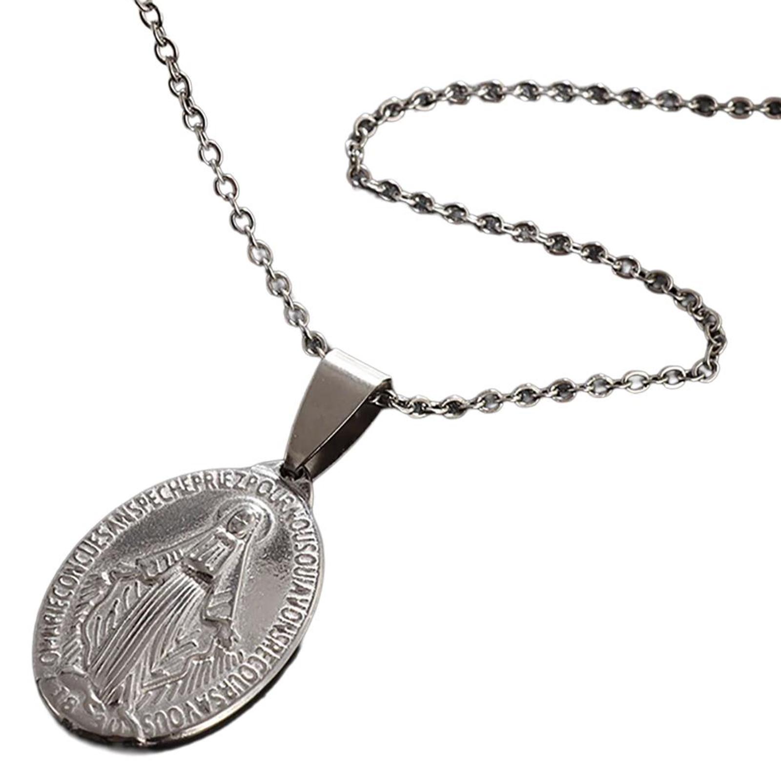 

Вишукане намисто з кулоном Діви Марії, делікатне намисто з кулоном Діви Марії, аксесуар для жінок з нержавіючої сталі срібний