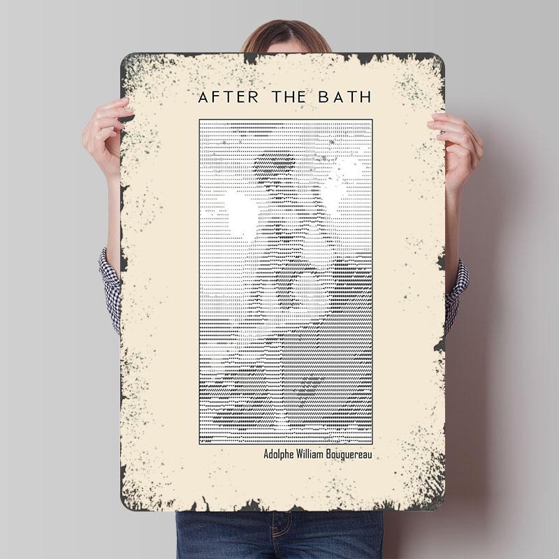 

After the Bath Adolphe William Bouguereau Metal Poster Customized Wall Art Retro Vintage Tinplate Signs for Home Decor Items 7.9x11.8In(20x30cm)