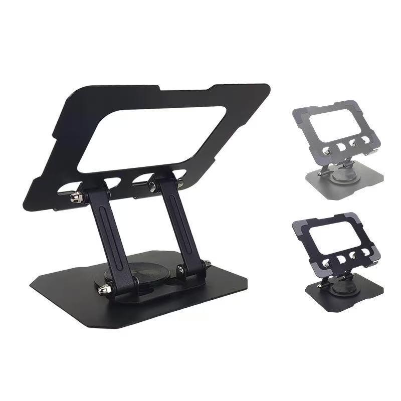 Rotatable Metal Phone & Tablet Stand: Foldable, Universal Design with Hollow Heat Dissipation for Home or Office.