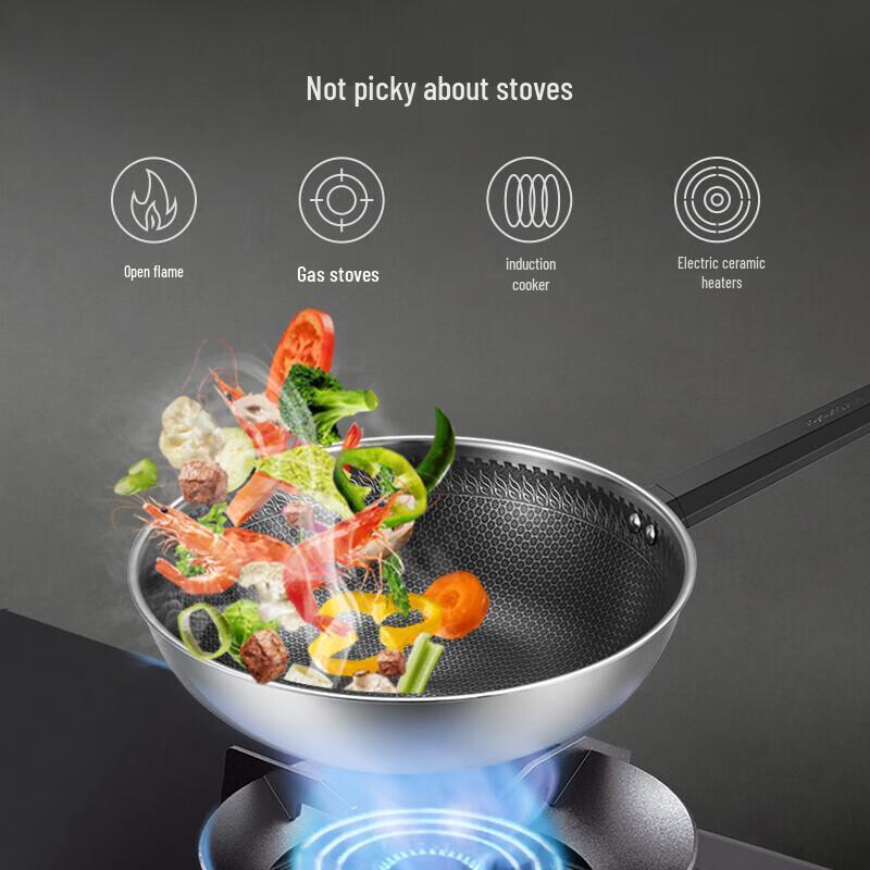 Joyoung 32cm 316 SS Honeycomb Non-stick Wok