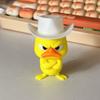 Fun Office Desk Toys Angry Duck Figurine, 3D Printed Yellow Decoration with Cowboy Funny Decor Hat, Little Animal Ornament for Home Desktop,