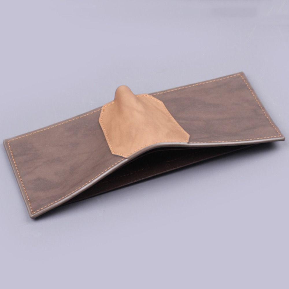 PU Leather Men's Short Wallet Two Fold Design, Black/Coffee Retro Style, Coin Purse with  ID Card Holder, Suitable for Men