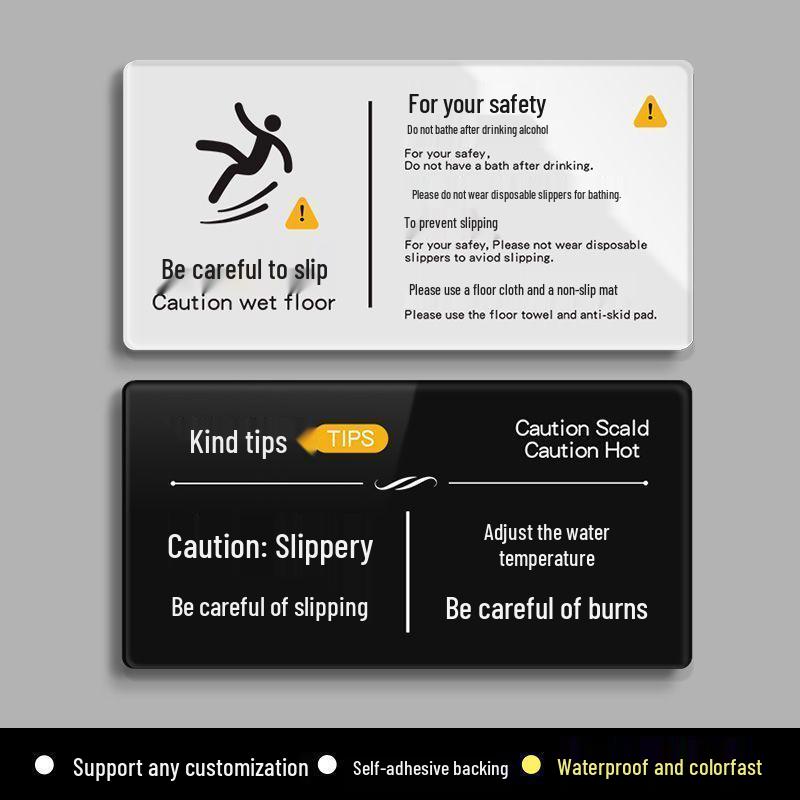 B&B Bathroom Wet Floor Warning: Use Anti-Slip Bath Mat