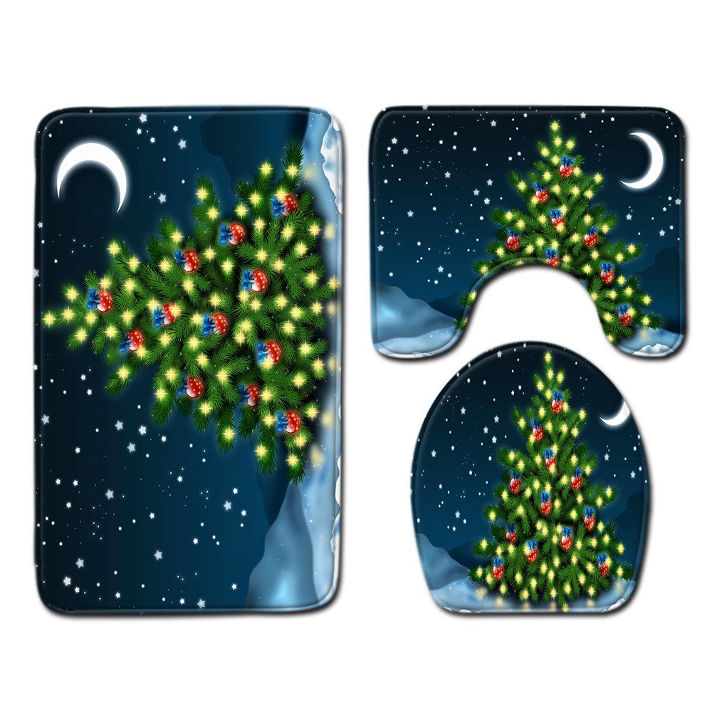 Christmas Bathroom Floor Mat Toilet Three-Piece Set
