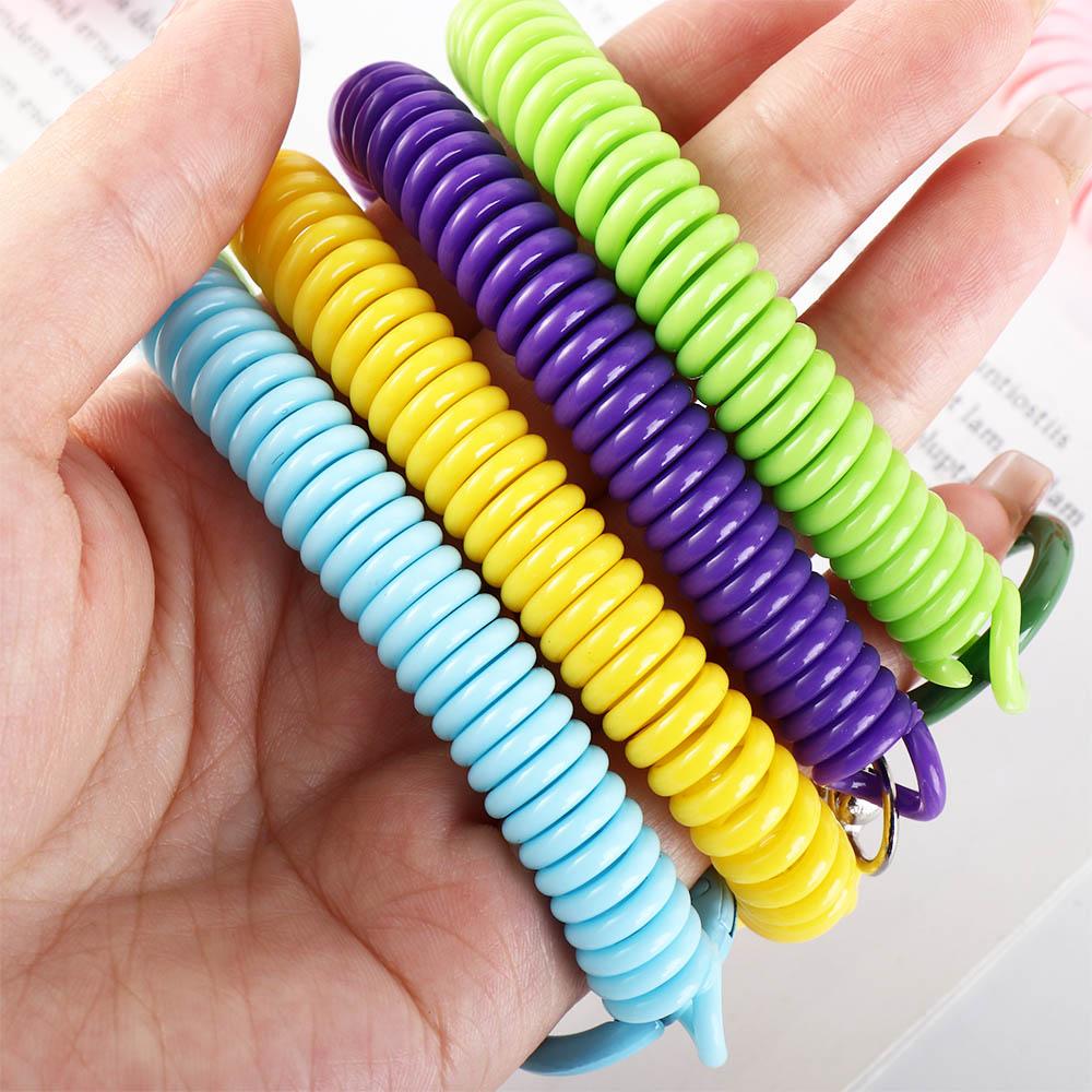 With Metal Clasp Key Chain Holder Key Hooks Keyring Stretch Spring Coil Anti-lost Lobster Clasp
