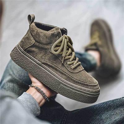 Sapatos masculinos retrô de cano alto tendência outono estudante plataforma esportivo lazer sapatos de skate juventude altura Hong Kong sapatos de moda masculinos