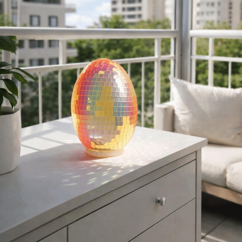 Easter Theme Glass Disco Egg Ball Decorative Shimmering Effect Reflective Mirror Ball Adorable Egg Ornaments Children's Gifts