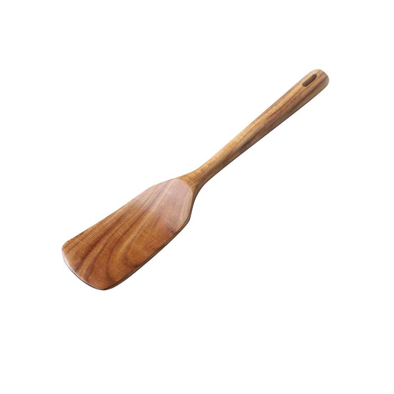 Teak Spatula Set Of 2 Wooden Spatula For Cooking Nonstick Cooking Utensils Long Handle Heat Resistant Slotted Turner Cookware