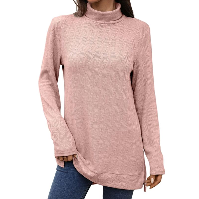 Women's High-Neck Loose-Fit Long-Sleeve Top Sweatshirt
