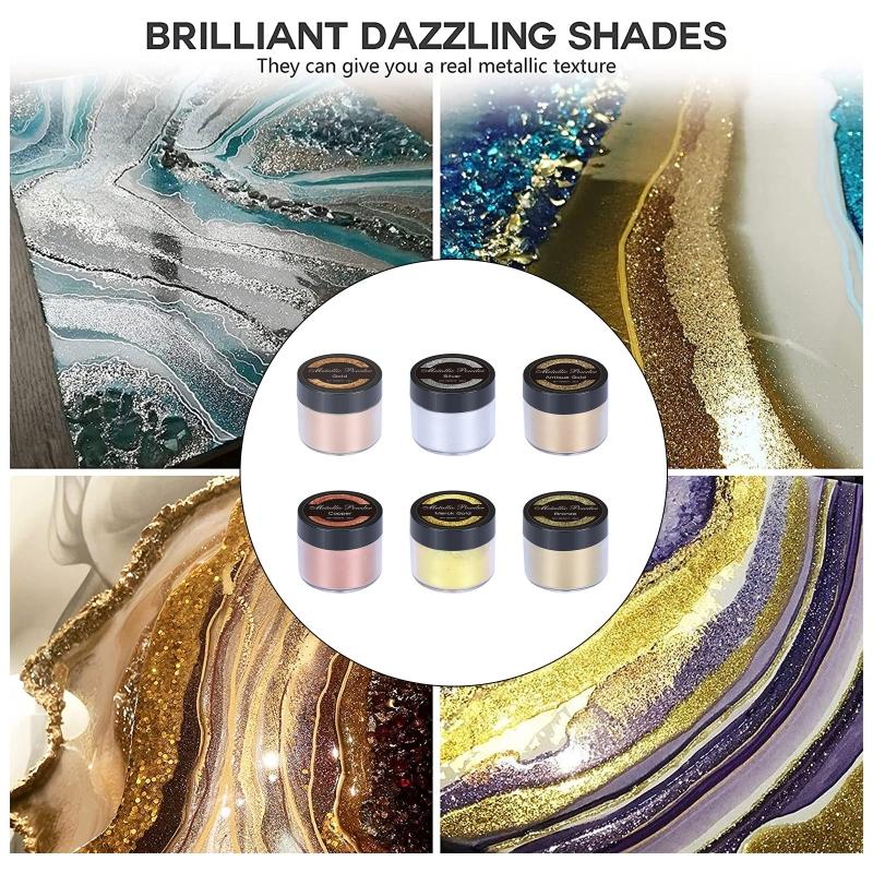 Metallic Pigment Powder 4 Colors Fine Resin Pigment Powder Each Bottle 20g Resin Color Pigment for Epoxy Resin Coloring