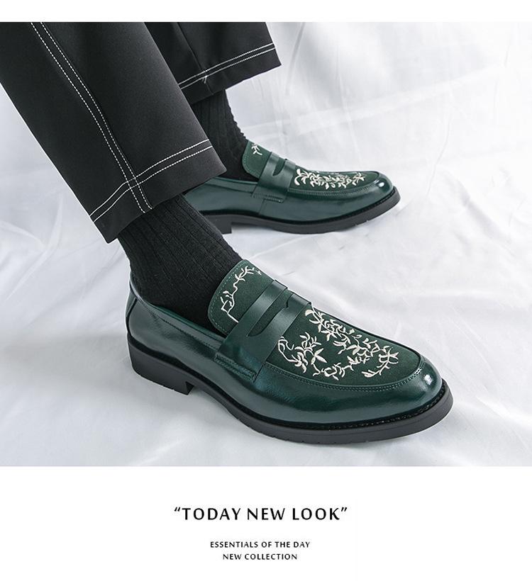 Slip-on High-End Business Casual Loafers: Men's British Style Leather Shoes for Weddings and Suits