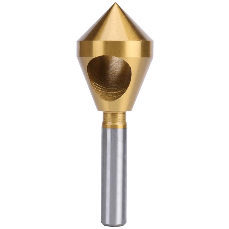 90° Straight Shank Oblique Hole Chamfering Tool with Titanium Cobalt-Plated Stainless Steel Drill Bit for Aluminum Alloy Deburring.