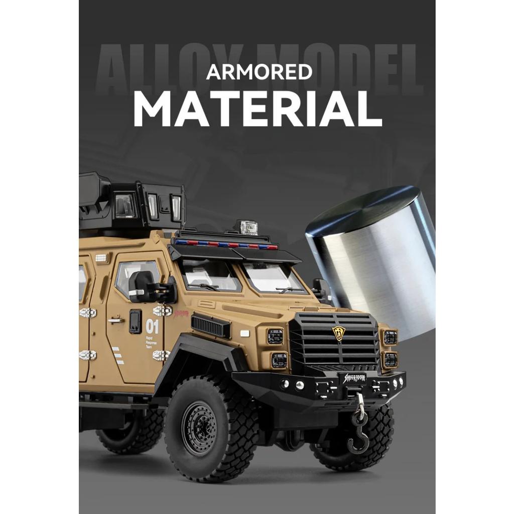 1/24 Lega Spada Tigre dai Denti a Sciabola Modello di Auto Antideflagrante Diecast Veicoli Blindati Off-road della Polizia Modello di Auto Suono Luce Giocattolo Regalo