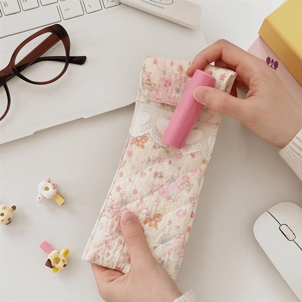 Sweet Cute Pencil Case Korean Style Lovely Eyeglasses Case Lightweight Lipstick Bag Girls