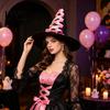 Halloween Costume Accessories Witch Hat, Reusable Oxford Cloth Pointed Wizard Festive Party Souvenir Hat for Costume, Carnival, Masquerade,