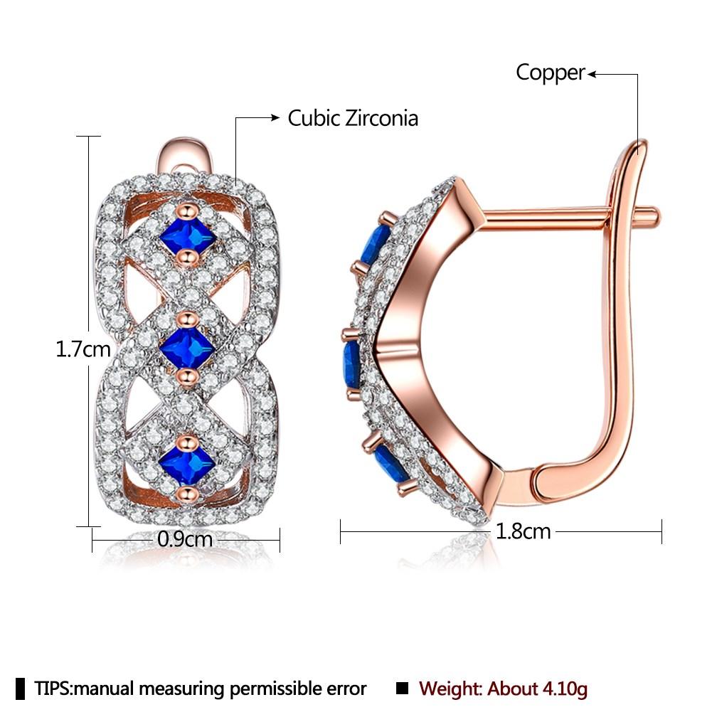 Elegant Sparkling Ear Cuffs for Women Rose Gold Blue White Zircon Clip Earrings