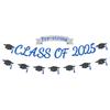 Class of 2025 Banner, 2025 Congrats Grad Decorations,we Are So Proud of You Decor,Blue Glitter Letters with Black Graduation Cap Banner(Pre-strung)