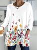 2025 Autumn Winter New Plus Size Women's Tops, Butterfly 3D Print Fashion Crew Neck Long Sleeve T-Shirts