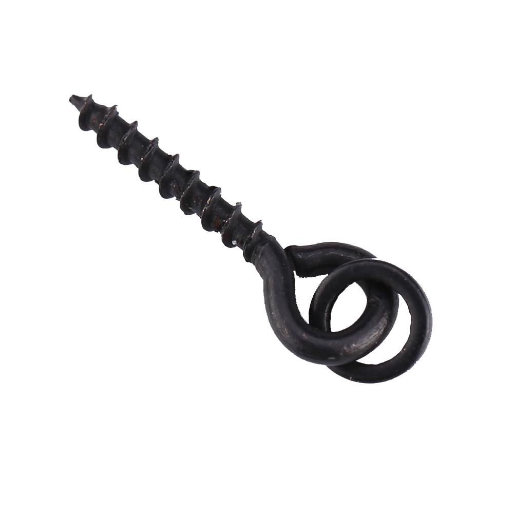 Steel Fishing Bait Screw with Link Buckle, Terminal Hardware Accessories for -Shaped Lures, Fishing Line Connection 10 Pieces