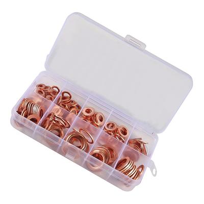 Copper Washer Flat Ring Seal Gasket Set Red Copper Material